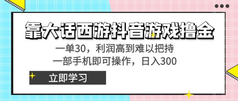 靠大话西游抖音游戏撸金，一单30，利润高到难以把持，一部手机即可操作…-泡泡资源网—海量资源持续推送!